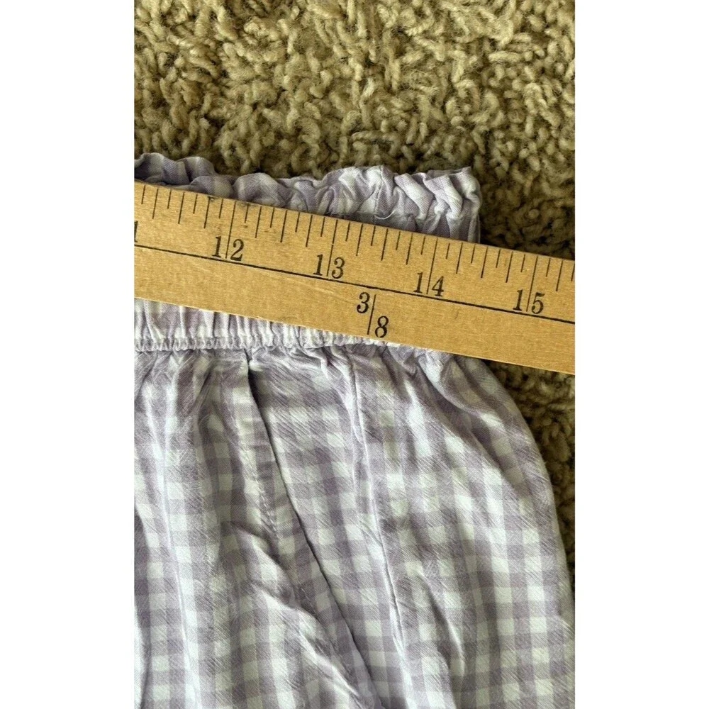 Hollister Ultra High-Rise Ruffle Shorts Lavender Gingham Check Women's Medium